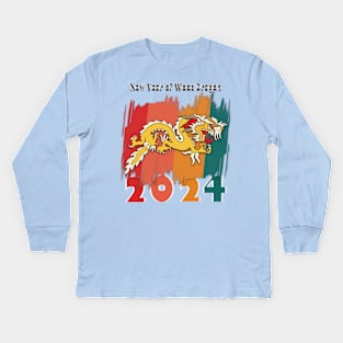 Chinese New Year of Wood Dragon 2024 Kids Long Sleeve T-Shirt